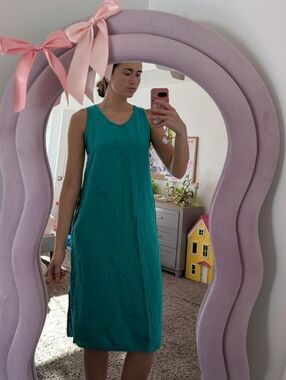 Green Summer Linen Maxi Dress Size Medium